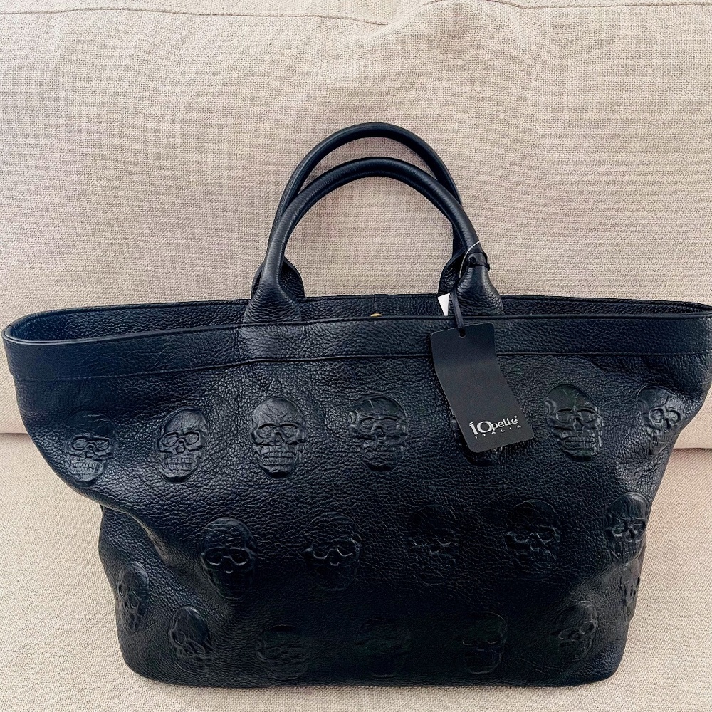 IO Pelle Italia Large Skull Leather Tote Bag - NWT